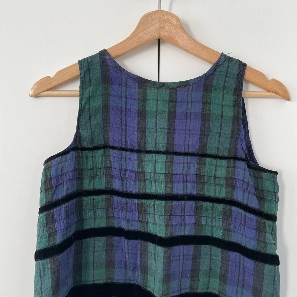 Vintage Green and Purple Plaid Blouse